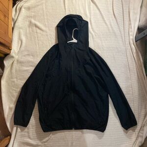 Lands' End Black Hooded Windbreaker